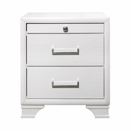 HOMEROOTS Nightstand with 3 Drawer, White 384057